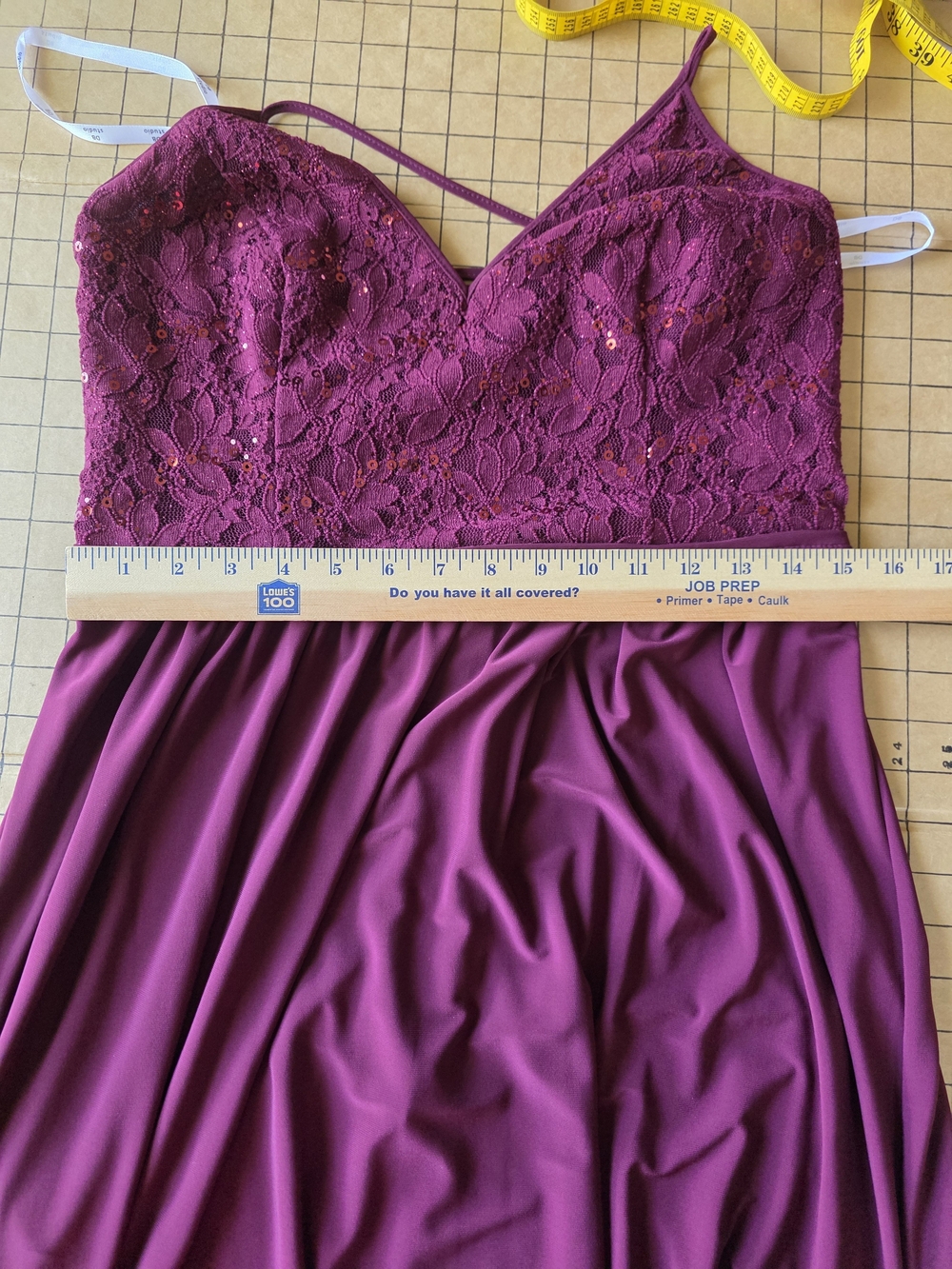 DB Studio Glitter Lace Formal Gown Merlot Burgandy NWT Size 12 - Picture 11 of 16